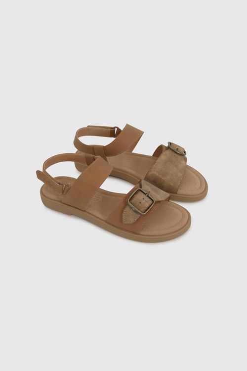 Sandalia de Vestir para Niña Café Talla 28 al 38 con Velcro