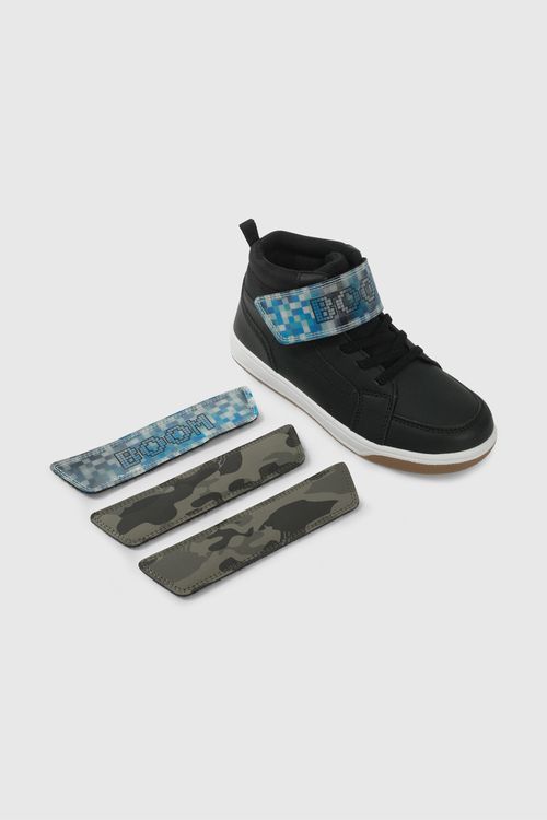 Zapatilla Negra con Velcros Intercambiables de Niño T 28 al 38