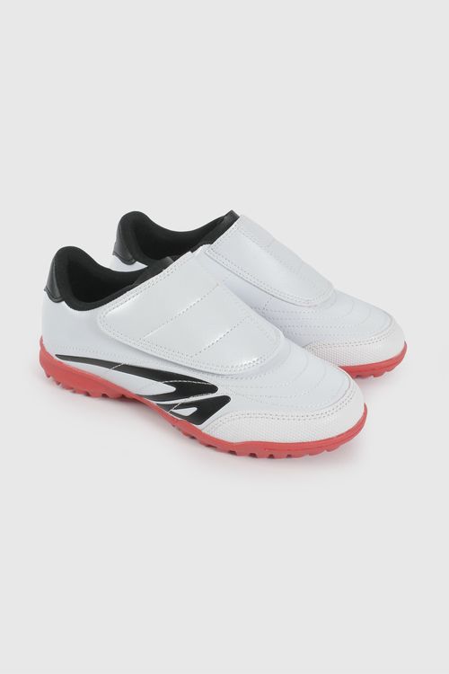 Zapatilla de Fútbol Blanca con Rojo de Niño talla 28 a 38