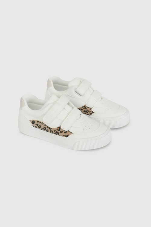 Zapatilla Blanca con Estrella y Animal Print Niño T 28 al 38