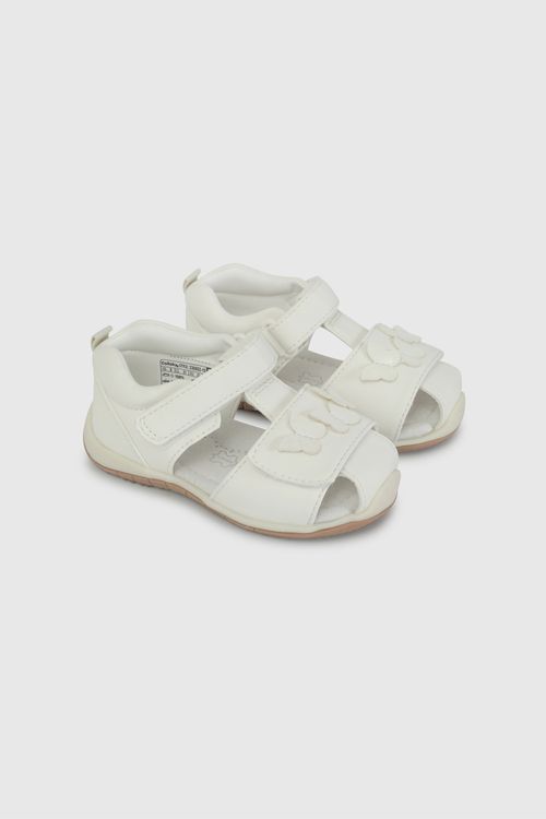 Sandalia Blanca Aplicación Mariposas Primeros Pasos T18 al 21