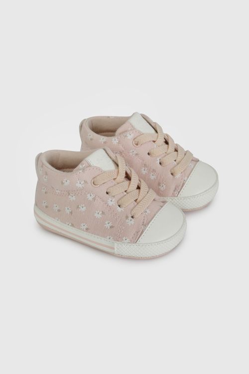 Zapatilla Urbana Caña Alta Rosada Flores de Bebé talla 14 a 18
