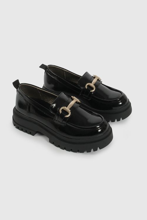 Mocasin Negro de Charol de Niño talla 28 a 38