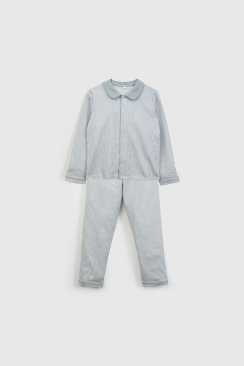 Pijama Celeste Camisero Líneas de Niño talla 2 a 12 años