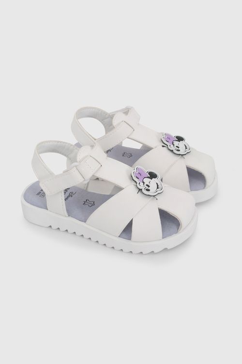 Sandalia Blanca de Minnie con Velcro Ajustable talla 21 a 27