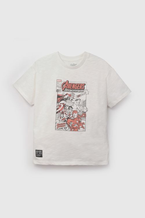 Polera Avengers De Niño Blanco talla 3 a 12 Años