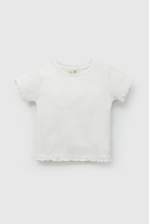 Polera Blanca Rib  de Niña talla 3 a 12 Años