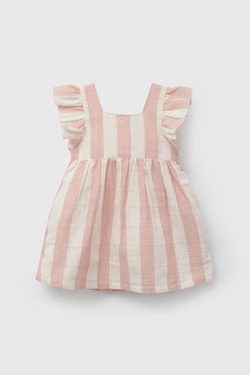 Vestido Rojo Rayado de Niña Infantil talla 3/6 M a 24m/36 M