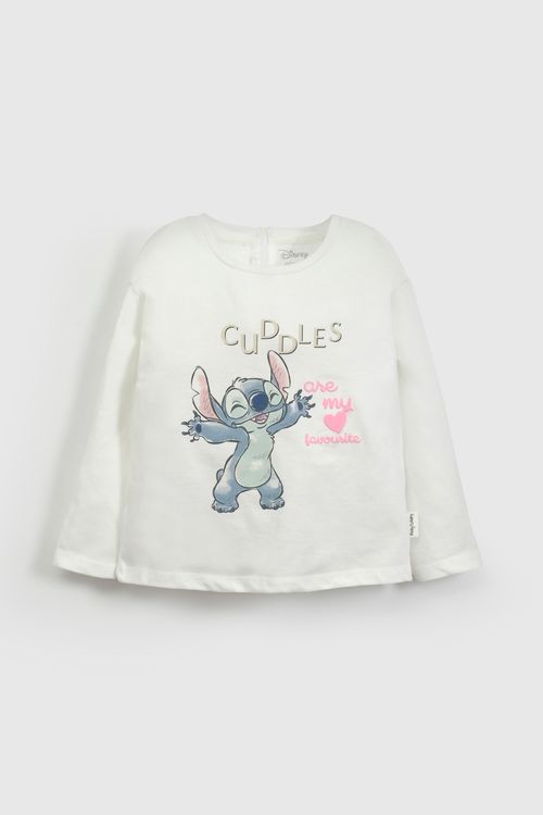 Polera Blanca Lilo Stitch de Niña talla 3/6 M a 24m/36 M Disney