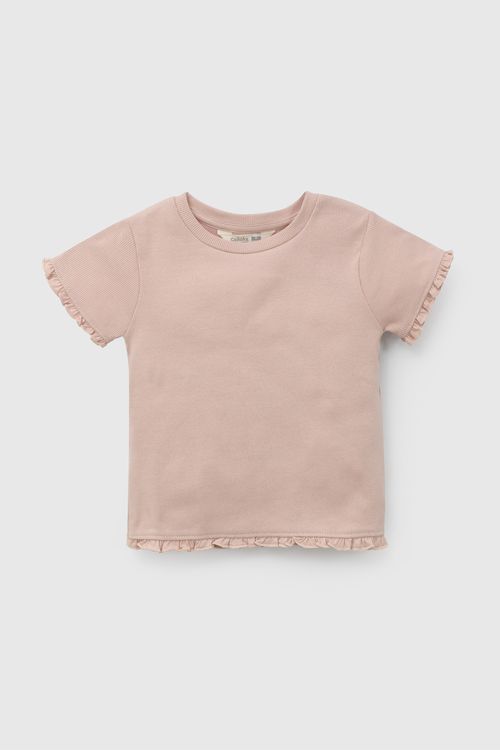 Polera Rosada Rib  de Niña talla 3 a 12 Años