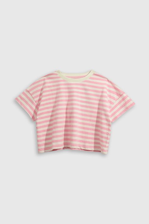 Polera Rayas Algodón Corta Estampado