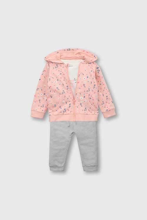 Conjunto Body para Bebé Rosado con Estampa de Flores