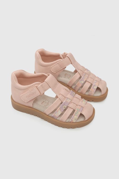 Sandalia Vestir Colección Velcro Ecocuero Rosada