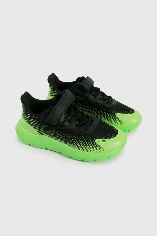 Zapatilla Sport de Niño Negro Caña Baja con Velcro y Cordón