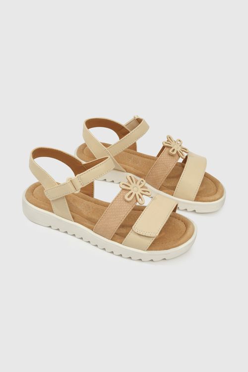 Sandalia Café de niña para vestir con cierre doble velcro