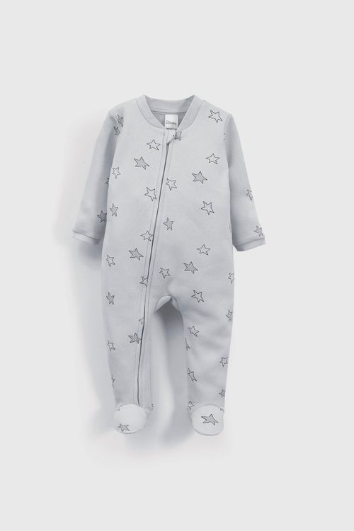 Pijama de Franela con Estrellas Celeste de Bebé con Broches Talla 0/3M a 18/24M