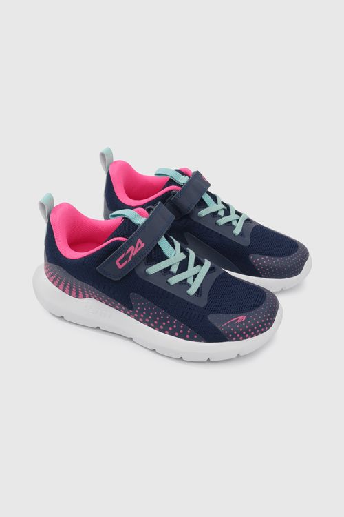 Zapatilla Deportiva Azul C74 de runing con velcro para niña