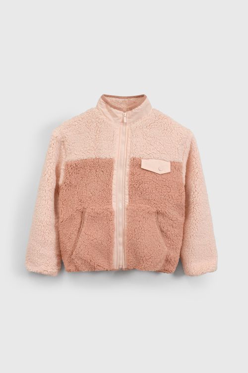 Chaqueta Polar y Chiporro Rosado con Cierre para Niña