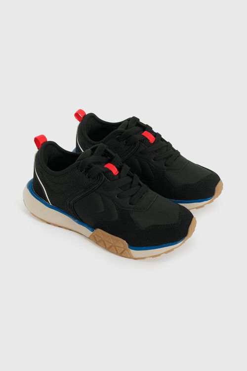 Zapatilla Lifestyle negra con Cordón Talla 34 a 38