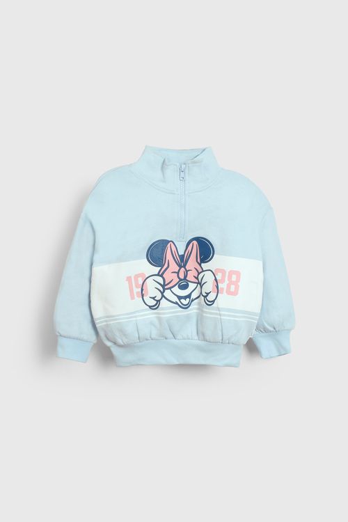 Polerón Celeste Minnie de Niño en Algodón Talla 3 a 12 Años Disney