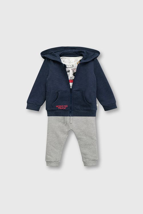 Conjunto Body para Bebé Gris con Estampa de Camiones