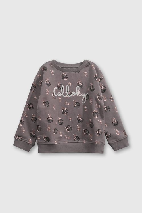 Polerón estampado Every day de Niña Gris