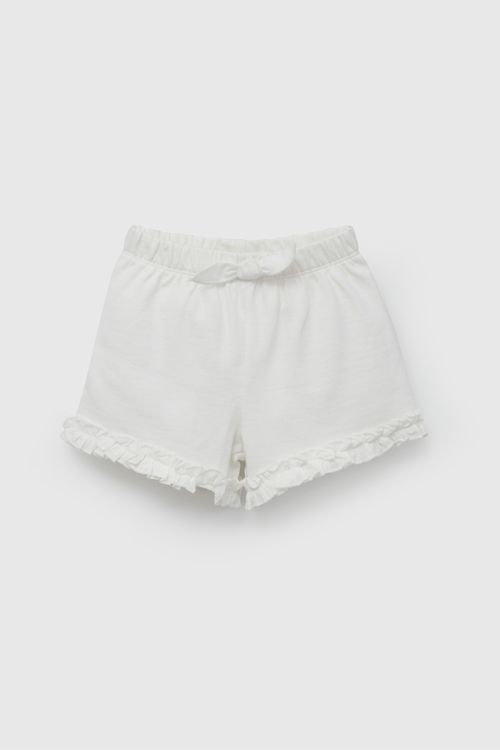 Short Blanco Con Vuelos de Niña Infantil talla 3/6 M a 24m/36 M