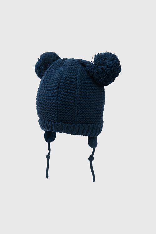 Gorro con Forro Jersey Azul y Orejas Niño de 3 a 24 meses