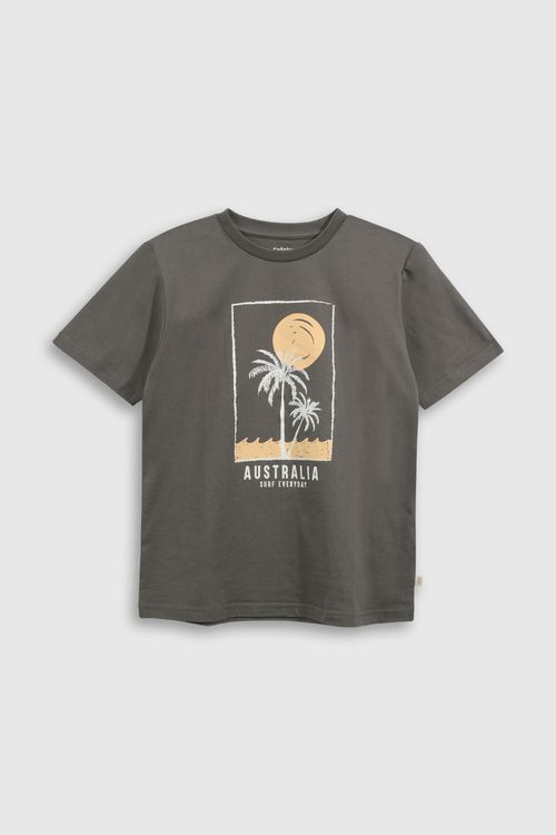 Polera de algodón estampada con hombro regular de niño