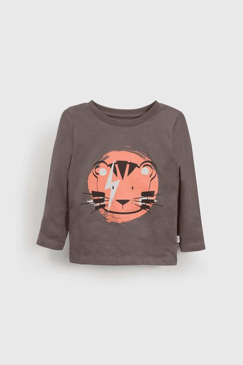 Polera Gris León para Niño de Jersey Talla 3/6M a 36M