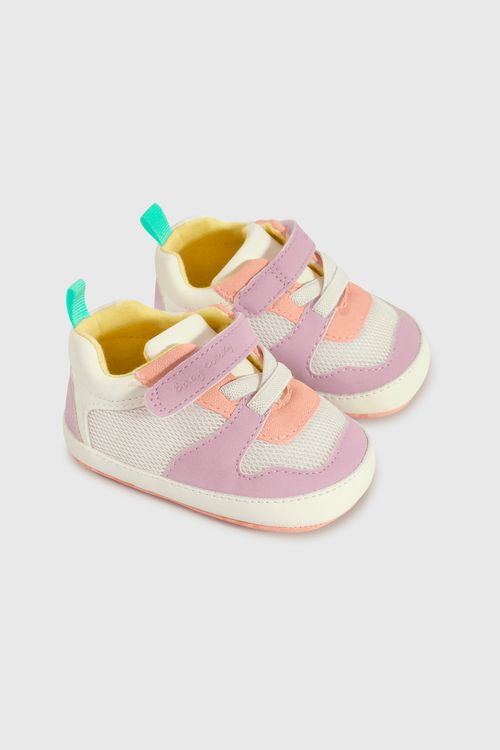 Zapatilla de Bebé con Velcro y Cordón Elástico Talla 14 al 18