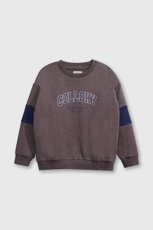 Polerón Negro Hombro Caido de polycotton Estampado para Niño