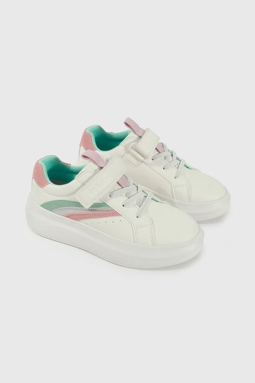 Zapatilla Lifestyle de Niña Blanco Caña Baja Velcro + Cordón