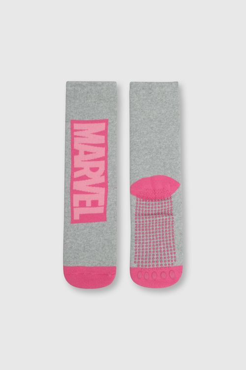 Calcetin de niña antideslizante marvel gris melange (23-37)