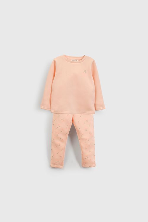 Pijama de Franela Guindas Damasco de Niño Cuello Redondo Talla 2A a 12A