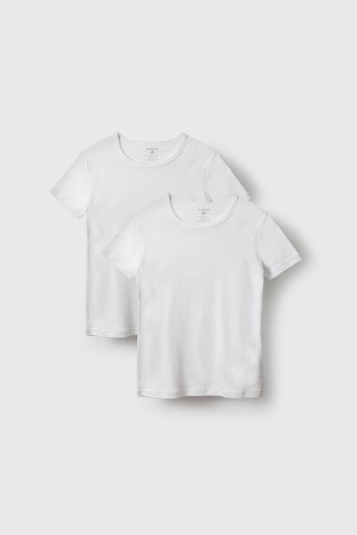 Pack x x2 Camiseta Unisex Manga Corta Blanca Talla 2A a 12A