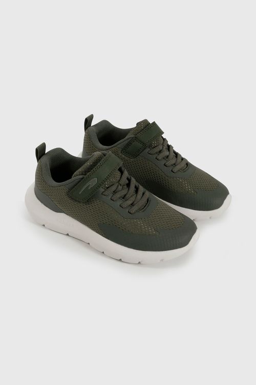 Zapatilla Sport de Niño Verde Caña Baja con Velcro y Cordón