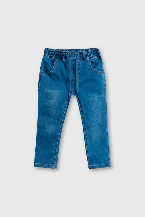 Jeans de Algodón Elasticado Azul con Cordón para bebé
