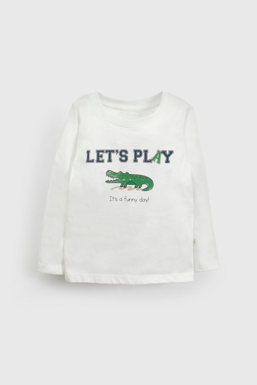 Polera Blanca Cocodrilo para Niño de Jersey Talla 3/6M a 36M