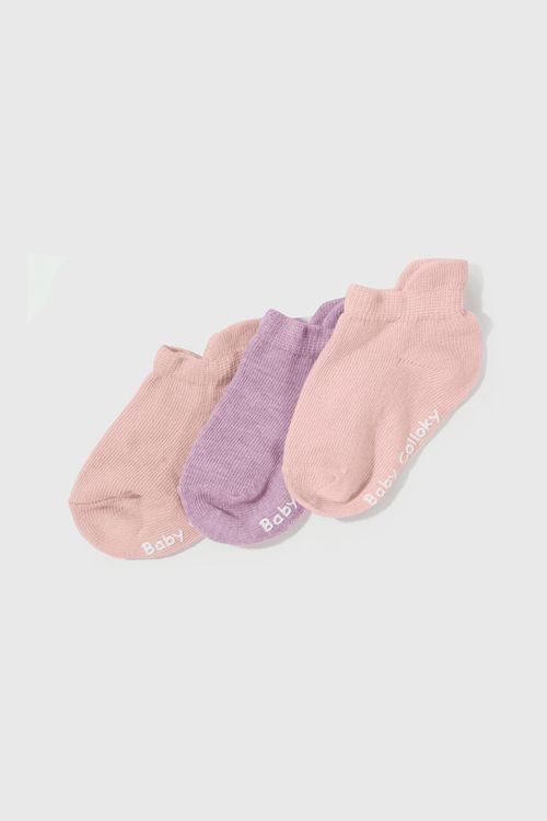 Pack x 3 Calcetines Corto Rosado Básico de Niña Deportivas Talla 0/3M a 3/4A