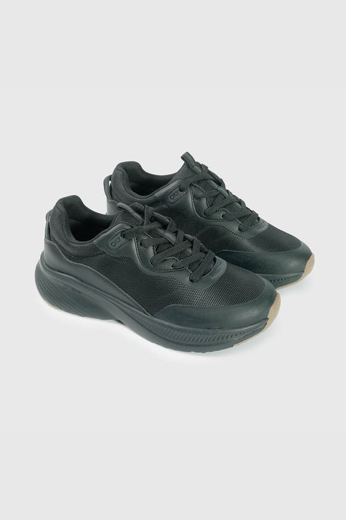 Zapatilla Escolar Negra con Cordón de niño