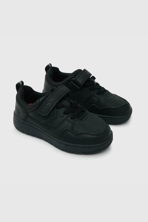 Zapatilla Urbana Escolar Negro con Velcro-Cordón