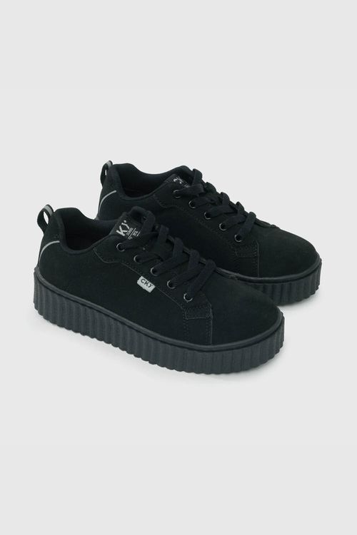 Zapatilla Urbana Deportiva Negro Ecocuero Reflectante.