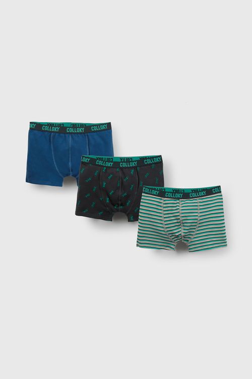 Pack x 3 Bóxer Negro de Niño en Tela strech Talla 2/3A a +12A