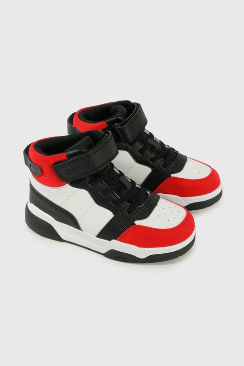 Zapatilla Lifestyle de Niño Rojo Caña Media Velcro y Cordón