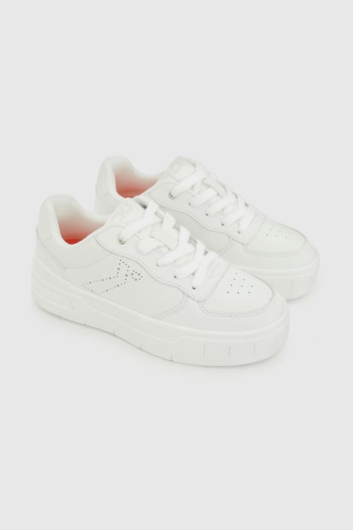 Zapatilla Escolar Blanca con Cordones y Plataforma