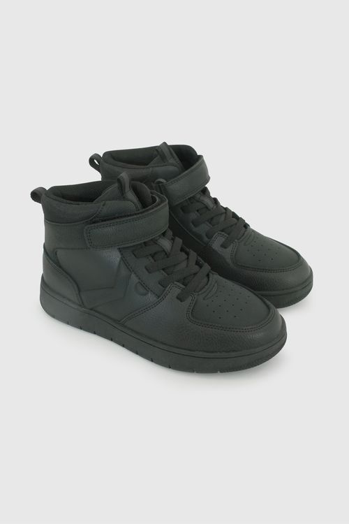 Zapatilla Escolar Negra con Velcro Elástico y Plantilla de Memory Foam