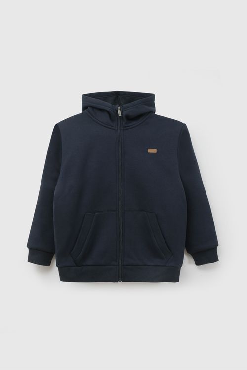 Polerón Escolar Unisex Azul con Fleece Interior