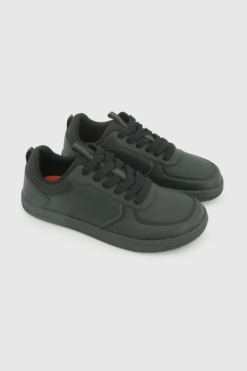 Zapatilla Escolar Negra con Cordones Reflectantes y Suela Antideslizante