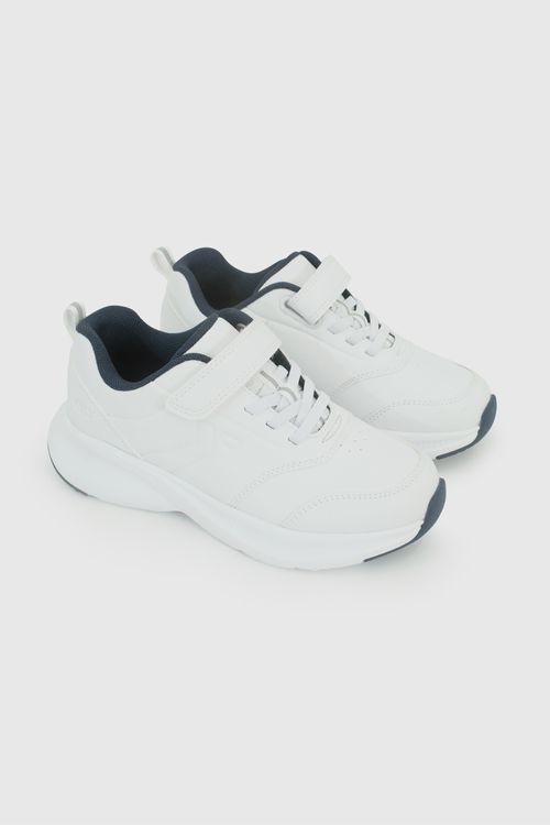 Zapatilla Escolar Deportiva Blanca con Velcro Elástico